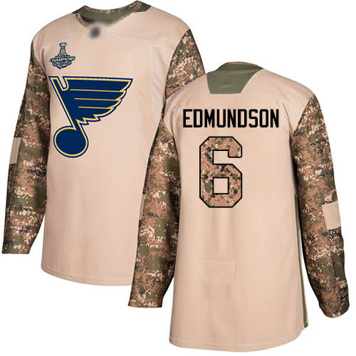 Adidas St. Louis Blues #6 Joel Edmundson Camo Authentic 2017 Veterans Day Stanley Cup Champions Stitched Jersey Men's