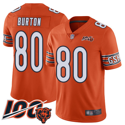 Chicago Bears #80 Trey Burton Orange Men's Stitched Limited Rush 100th Season Jersey Men's