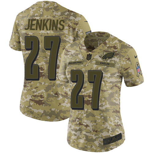 Philadelphia Eagles #27 Malcolm Jenkins Camo Women's Stitched Limited 2018 Salute to Service Jersey Womens