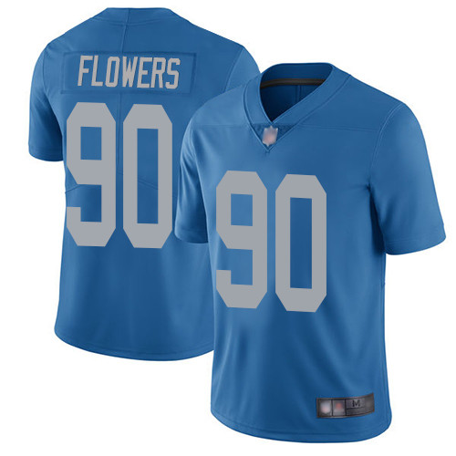 Detroit Lions #90 Trey Flowers Blue Throwback Men's Stitched Vapor Untouchable Limited Jersey Men's