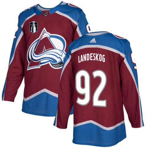 Adidas Colorado Avalanche #92 Gabriel Landeskog Burgundy 2022 Stanley Cup Final Patch Home Authentic Stitched Jersey Men's
