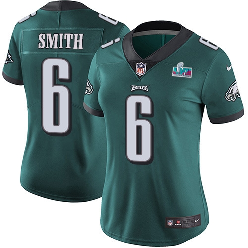 Eagles #6 DeVonta Smith Green Team Color Super Bowl LVII Patch Women's Stitched Vapor Untouchable Limited Jersey
