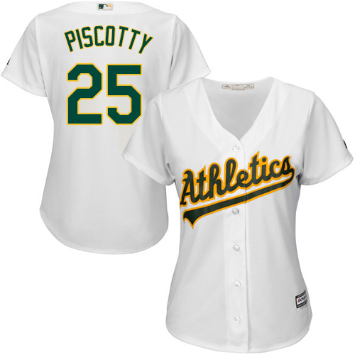 Oakland Athletics #25 Stephen Piscotty White Home Women's Stitched Jersey Womens