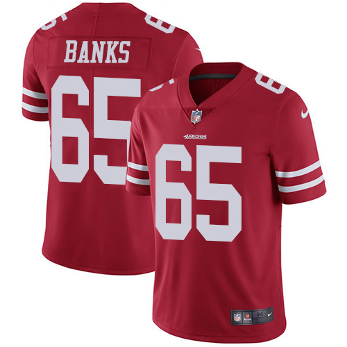 San Francisco 49ers #65 Aaron Banks Red Team Color Youth Stitched Vapor Untouchable Limited Jersey Youth