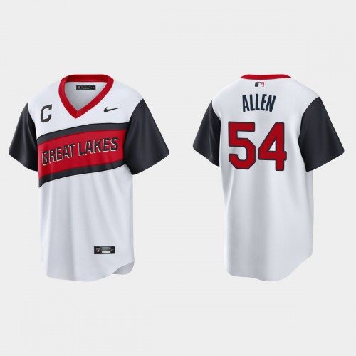Cleveland Guardians #54 Logan Allen Men's White 2021 Little League Class Game Jersey Men's