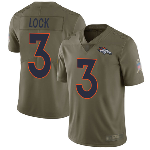 Denver Broncos #3 Drew Lock Olive Youth Stitched Limited 2017 Salute to Service Jersey Youth