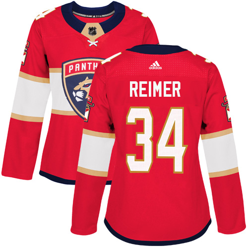 Adidas Florida Panthers #34 James Reimer Red Home Authentic Women's Stitched Jersey Womens