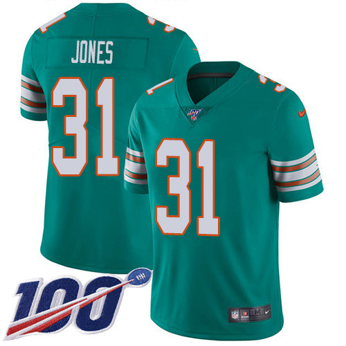 Miami Dolphins #31 Byron Jones Aqua Green Alternate Youth Stitched 100th Season Vapor Untouchable Limited Jersey Youth