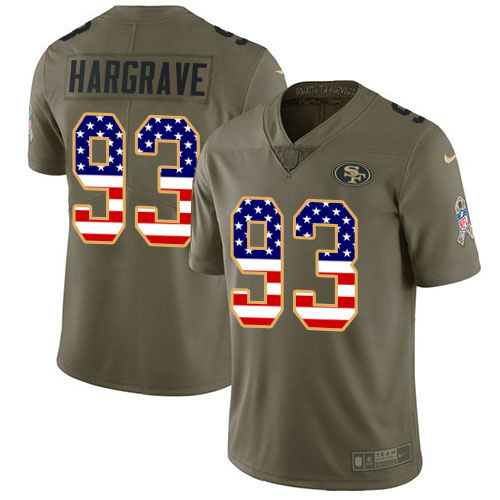 49ers #93 Javon Hargrave Olive/USA Flag Youth Stitched Limited 2017 Salute To Service Jersey