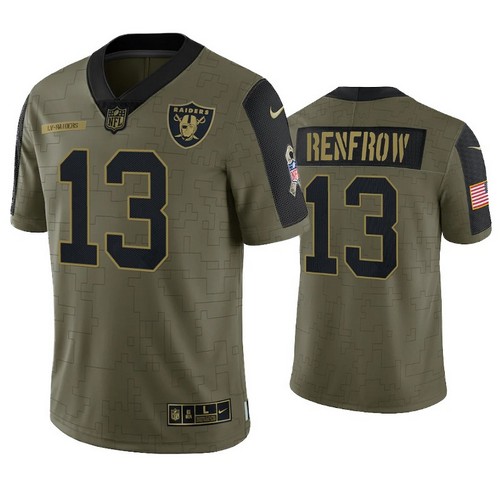 Men's Youth Women's Las Vegas Raiders #13 Hunter Renfrow 2022 Olive Salute To Service Limited Stitched Jersey
