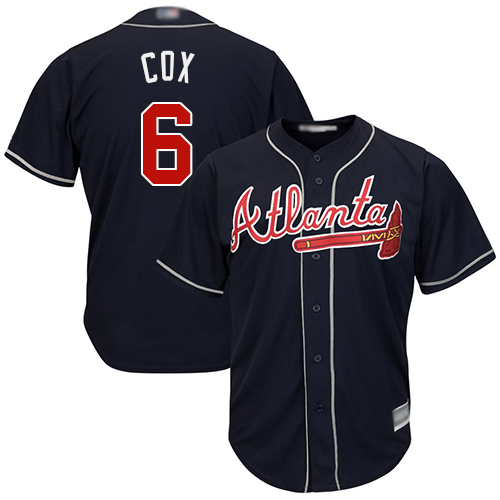 Atlanta Braves #6 Bobby Cox Navy Blue Cool Base Stitched Youth Jersey Youth