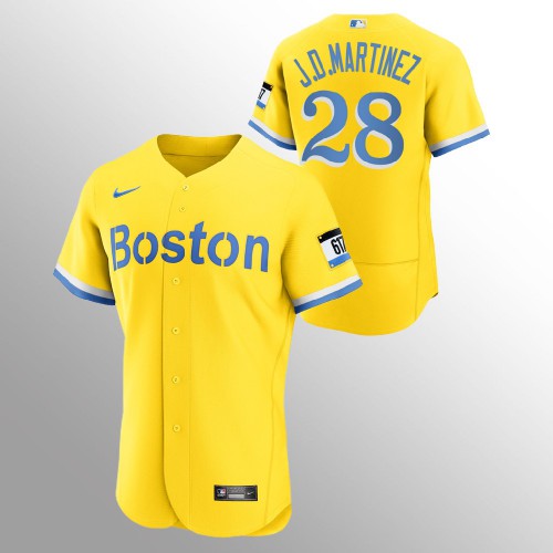 Boston Boston Red Sox #28 J.D. Martinez Men's 2021 City Connect Gold Authentic Jersey Men's
