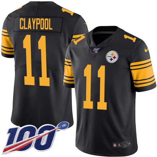 Pittsburgh Steelers #11 Chase Claypool Black Men's Stitched Limited Rush 100th Season Jersey Men's