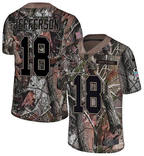Vikings #18 Justin Jefferson Camo Youth Stitched Limited Rush Realtree Jersey