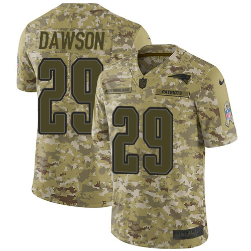 New England Patriots #29 Duke Dawson Camo Men's Stitched Limited 2018 Salute To Service Jersey Men's