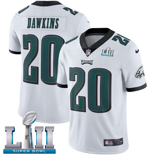 Eagles #20 Brian Dawkins White Super Bowl LII Men's Stitched Vapor Untouchable Limited Jersey
