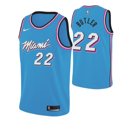 Miami Heat #22 Jimmy Butler 2019-20 Mens Blue Miami City Edition Jersey Mens