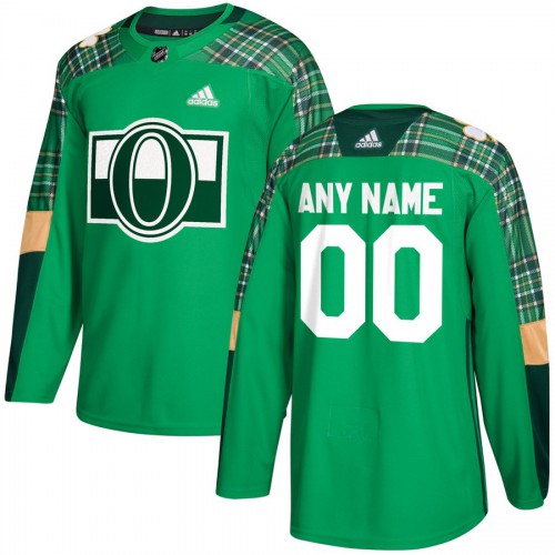 Men's Adidas Ottawa Senators Personalized Green St. Patrick's Day Custom Practice Jersey