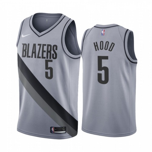 Portland Trail Portland Trail Blazers #5 Rodney Hood Gray Swingman 2020-21 Earned Edition Jersey Mens