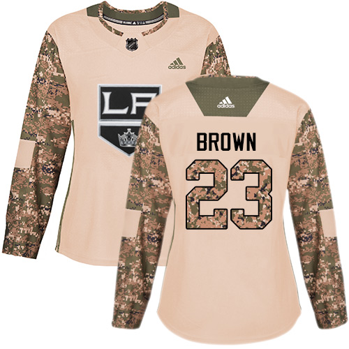 Adidas Los Angeles Kings #23 Dustin Brown Camo Authentic 2017 Veterans Day Women's Stitched Jersey Womens