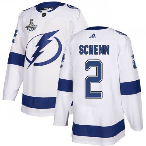 Adidas Tampa Bay Lightning #2 Luke Schenn White Road Authentic 2020 Stanley Cup Champions Stitched Jersey Men's