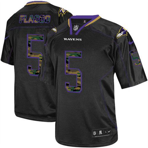 Baltimore Ravens #5 Joe Flacco Black Men's Stitched Elite Camo Fashion Jersey Men's