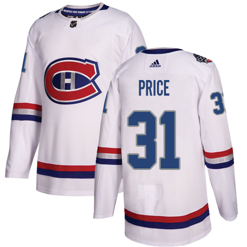 Adidas Montreal Canadiens #31 Carey Price White Authentic 2017 100 Classic Stitched Jersey Men's