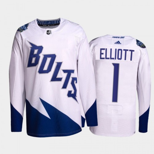 Adidas Tampa Bay Lightning #1 Brian Elliott Men's 2022 Stadium Series Authentic Jersey - White Men's