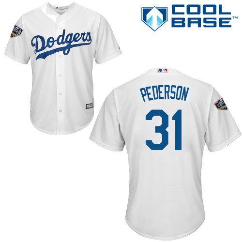 Los Angeles Dodgers #31 Joc Pederson White New Cool Base 2018 World Series Stitched Jersey Men's