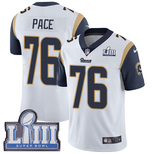 Los Angeles Rams #76 Orlando Pace White Super Bowl LIII Bound Men's Stitched Vapor Untouchable Limited Jersey Men's