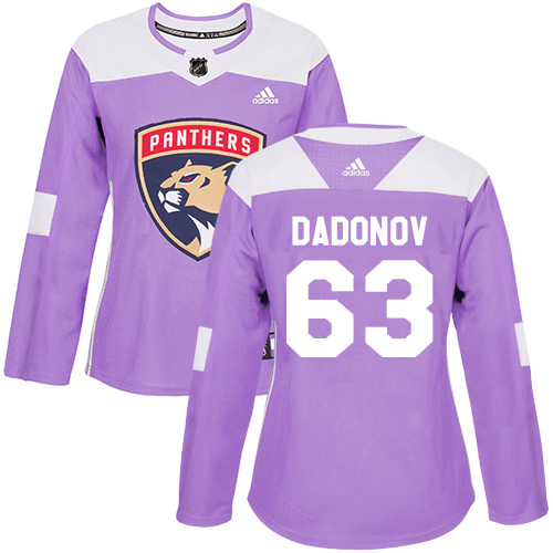 Adidas Florida Panthers #63 Evgenii Dadonov Purple Authentic Fights Cancer Women's Stitched Jersey Womens