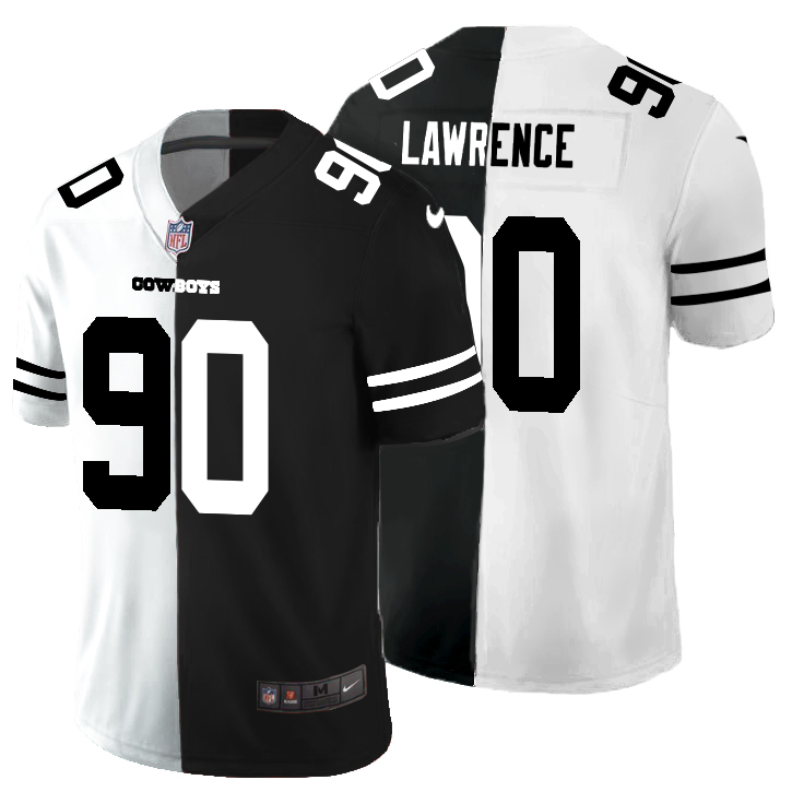 Dallas Cowboys #90 Demarcus Lawrence Men's Black V White Peace Split Vapor Untouchable Limited Jersey