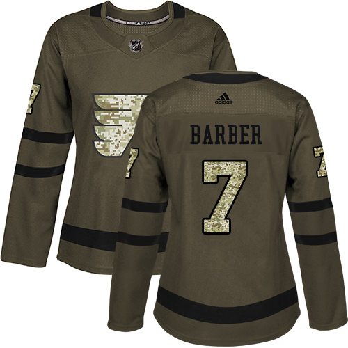 Adidas Philadelphia Flyers #7 Bill Barber Green Salute to Service Women's Stitched Jersey Womens