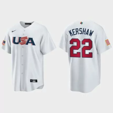 Clayton Kershaw Los Angeles Dodgers 2023 World Baseball Classic USA Replica Jersey – White