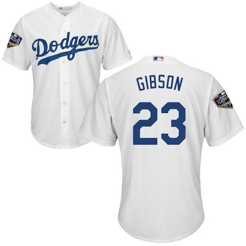 Los Angeles Dodgers #23 Kirk Gibson White Cool Base 2018 World Series Stitched Youth Jersey Youth