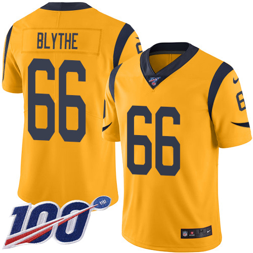 Los Angeles Rams #66 Austin Blythe Gold Men's Stitched Limited Rush 100th Season Jersey Men's