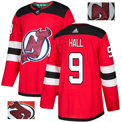 Adidas New Jersey Devils #9 Taylor Hall Red Home Authentic Fashion Gold Stitched Jersey Men's