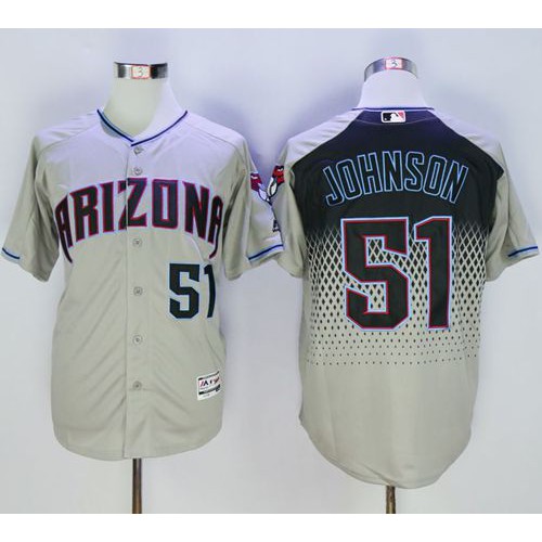 Arizona Diamondbacks #51 Randy Johnson Gray/Capri New Cool Base Stitched Jersey Men's