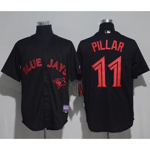 Toronto Blue Jays #11 Kevin Pillar Black Strip Stitched Jersey Men's