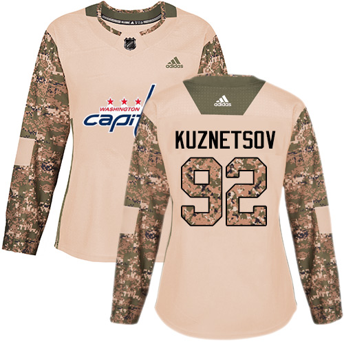 Adidas Washington Capitals #92 Evgeny Kuznetsov Camo Authentic 2017 Veterans Day Women's Stitched Jersey Womens