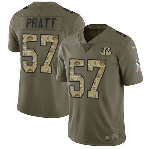Cincinnati Bengals #57 Germaine Pratt Olive/Camo Youth Stitched Limited 2017 Salute To Service Jersey Youth