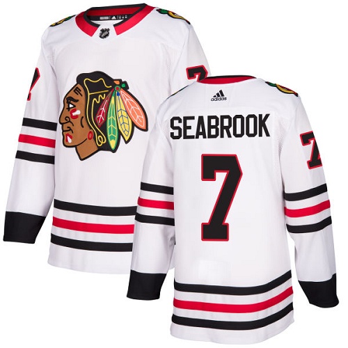 Adidas Chicago Blackhawks #7 Brent Seabrook White Road Authentic Stitched Youth Jersey Youth