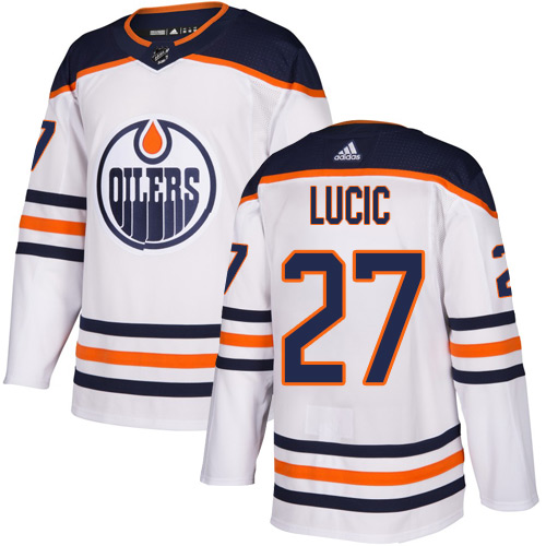 Adidas Edmonton Oilers #27 Milan Lucic White Road Authentic Stitched Youth Jersey Youth