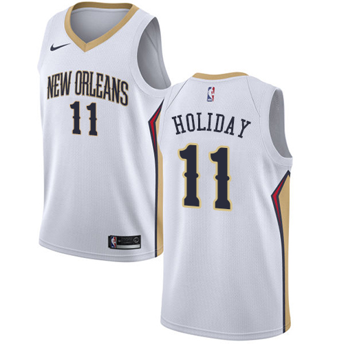 New Orleans Pelicans #11 Jrue Holiday White Swingman Association Edition Jersey Mens