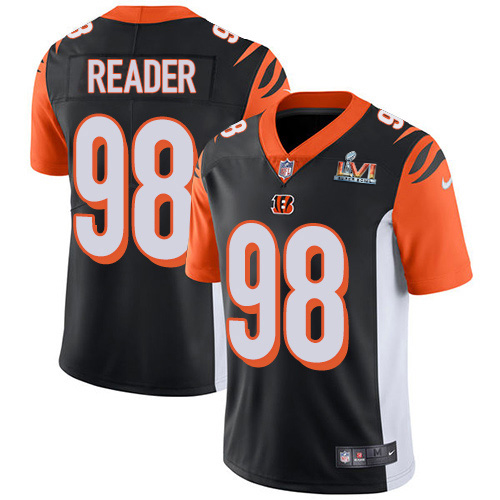 Cincinnati Bengals #98 D.J. Reader Black Team Color Super Bowl LVI Patch Men's Stitched Vapor Untouchable Limited Jersey Men's