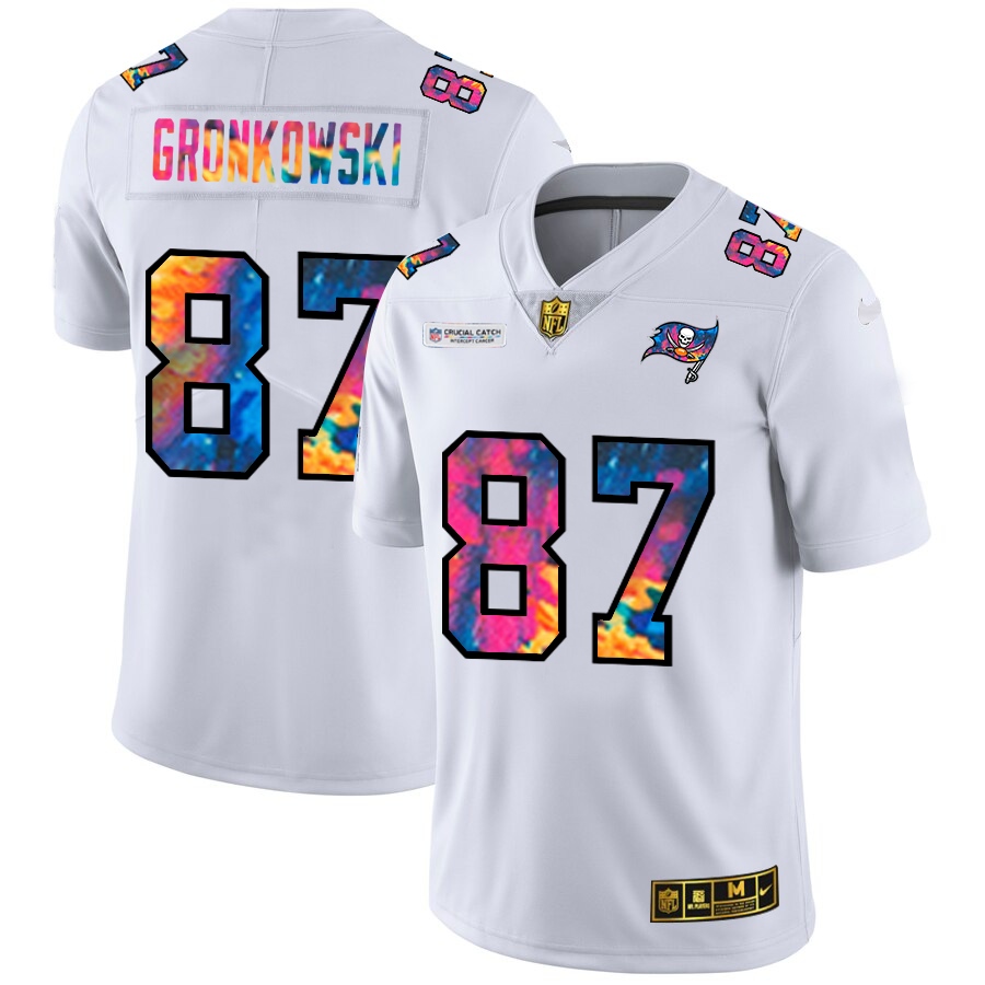 Tampa Bay Buccaneers #87 Rob Gronkowski Men's White Multi-Color 2020 Crucial Catch Limited Jersey