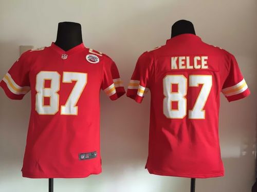 Chiefs #87 Travis Kelce Red Team Color Youth Stitched Elite Jersey