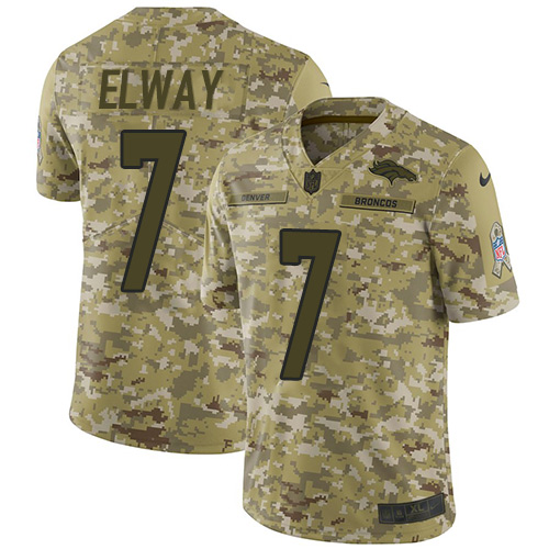 Broncos #7 John Elway Camo Youth Stitched Limited 2018 Salute To Service Jersey