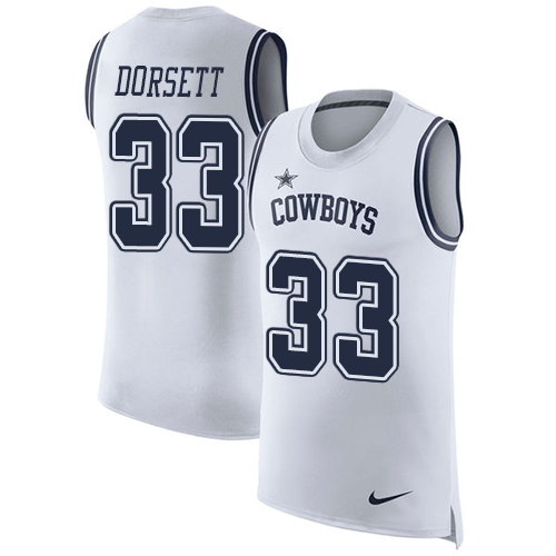 Cowboys #33 Tony Dorsett White Men's Stitched Limited Rush Tank Top Jersey