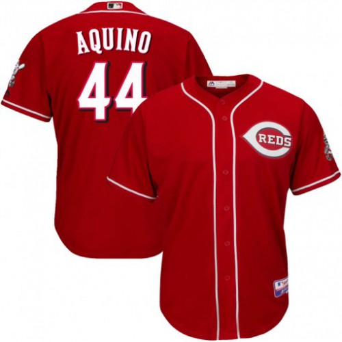 Men's Cincinnati Reds #44 Aristides Aquino Majestic Scarlet Alternate Official Cool Base Player Jersey Men's